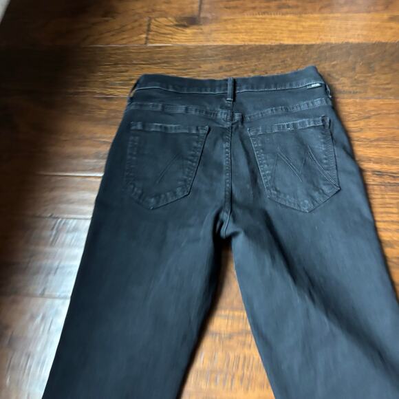 Mother Insider Crop Step Fray Jeans in Not Guilty Sz 28 Black - Picture 10 of 13
